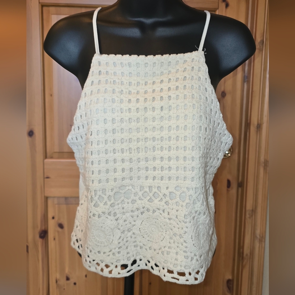 Love on a Hanger Yellow and Cream Crochet Camisoles - Picture 2 of 10